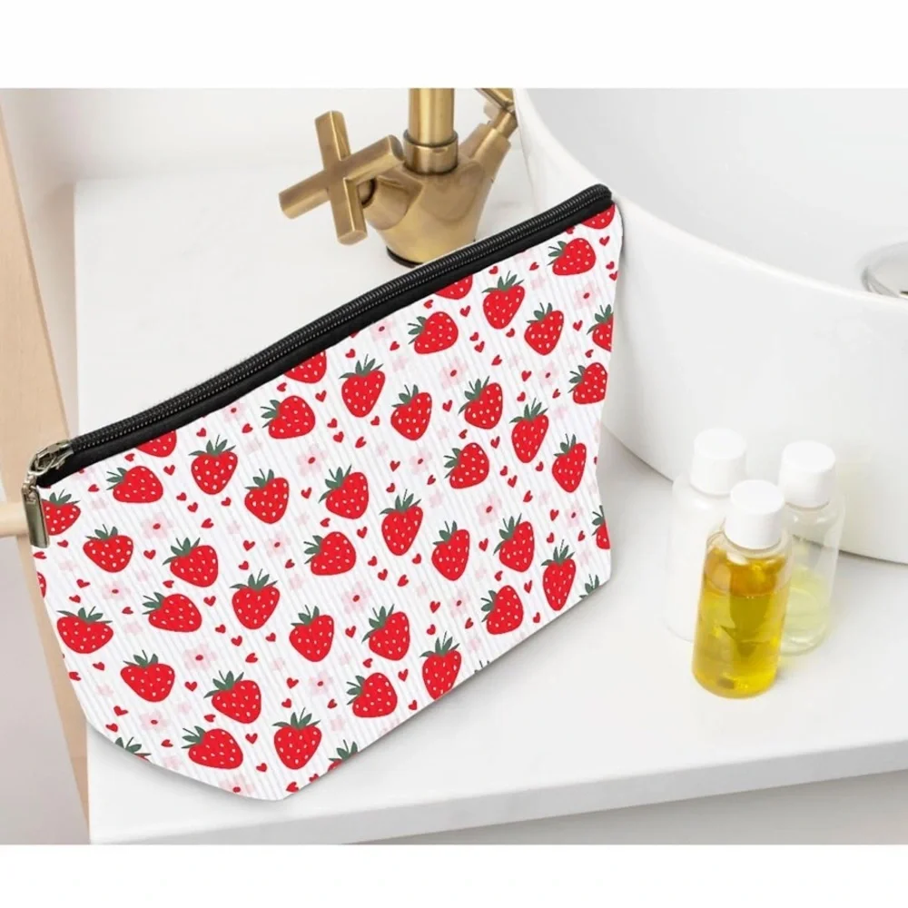 Strawberry corduroy Cosmetic Pouch
